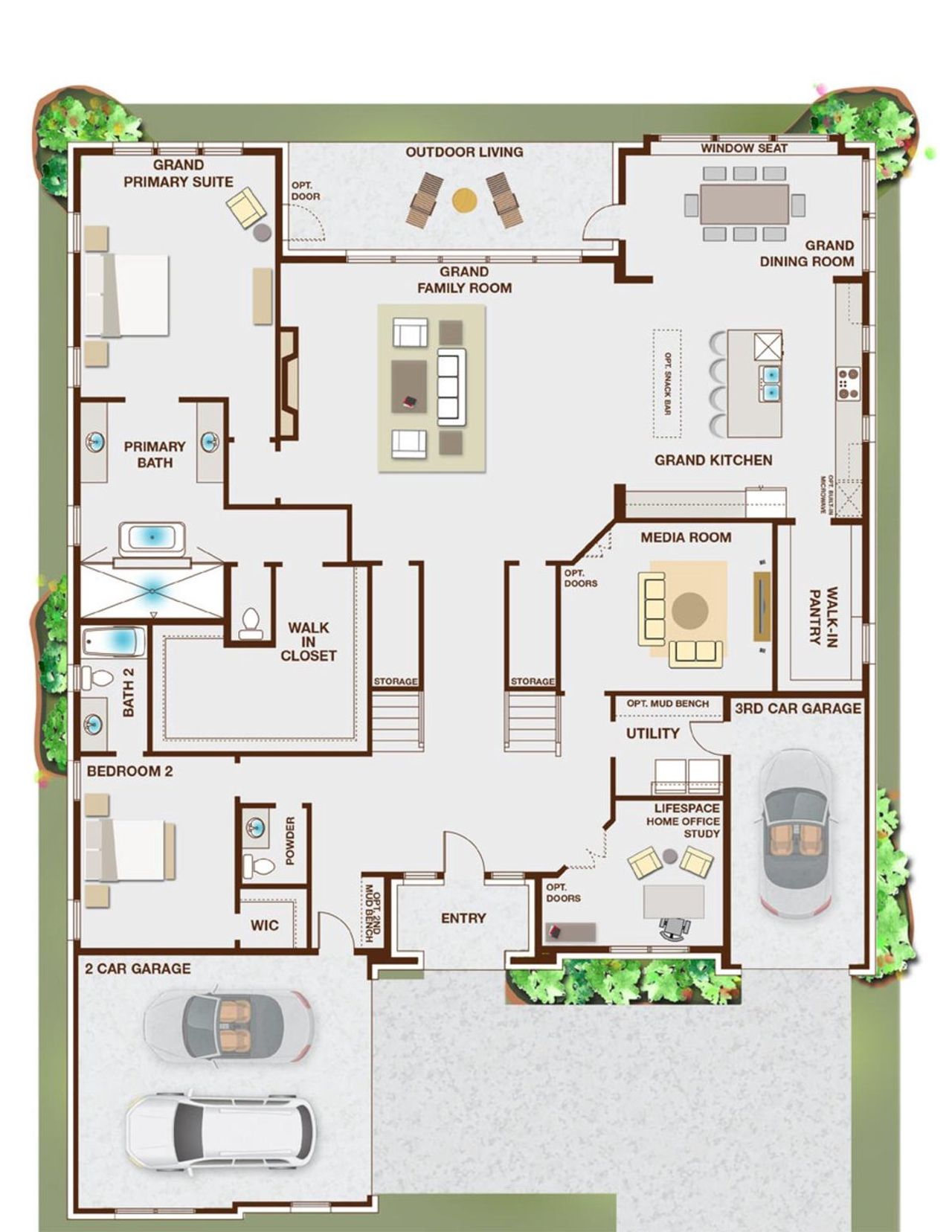 2D floor plan layout of this home in Grand Oaks, Celina, TX (Image 2).