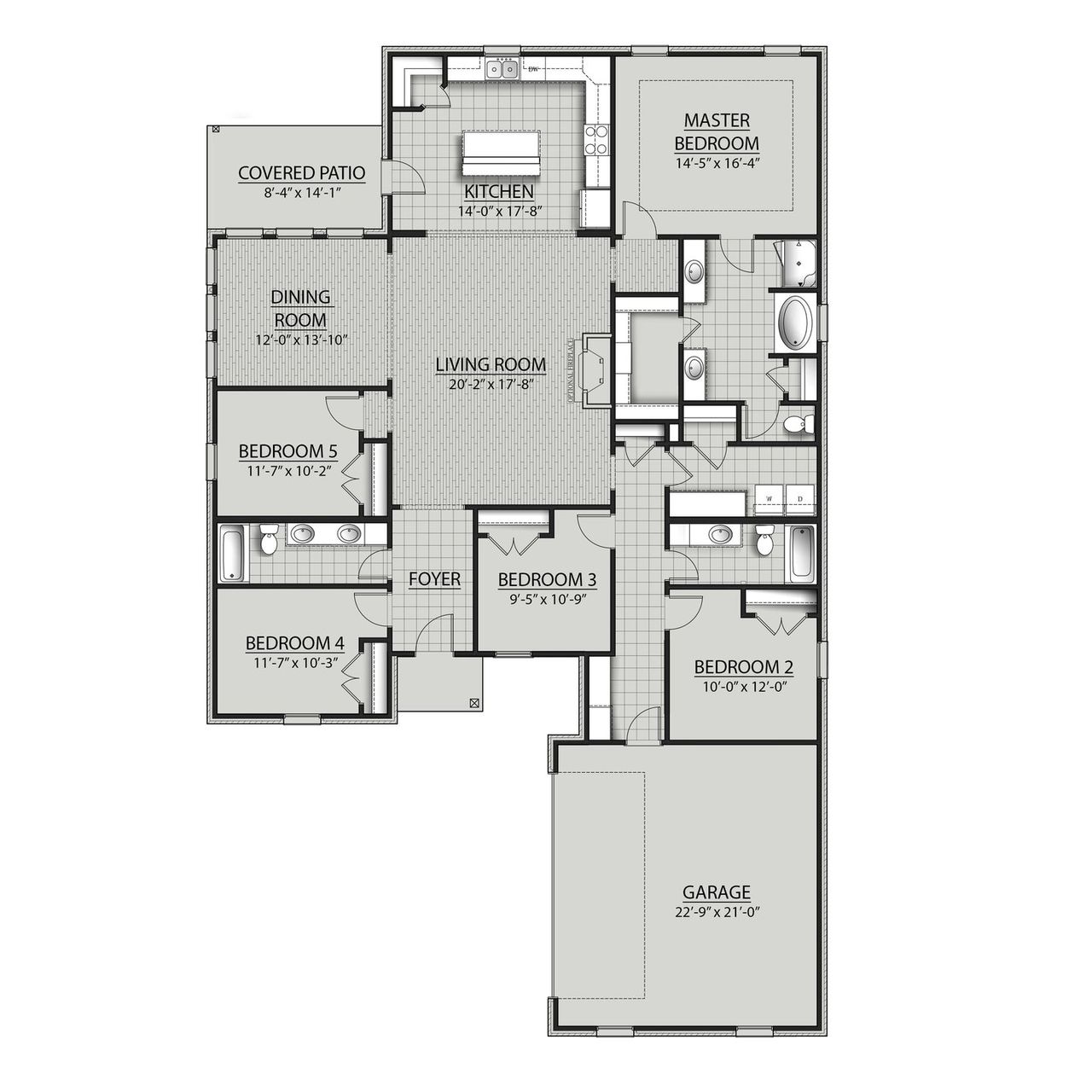 2D floor plan layout of this home in Iron Rock, Cantonment, FL (Image 2).