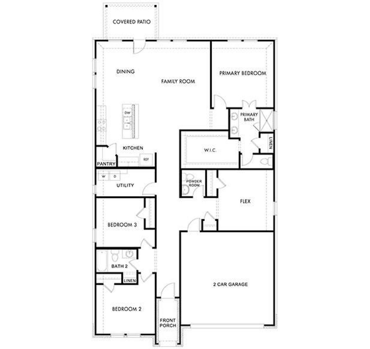 2D floor plan layout of this home in River Ridge, Crandall, TX (Image 2).