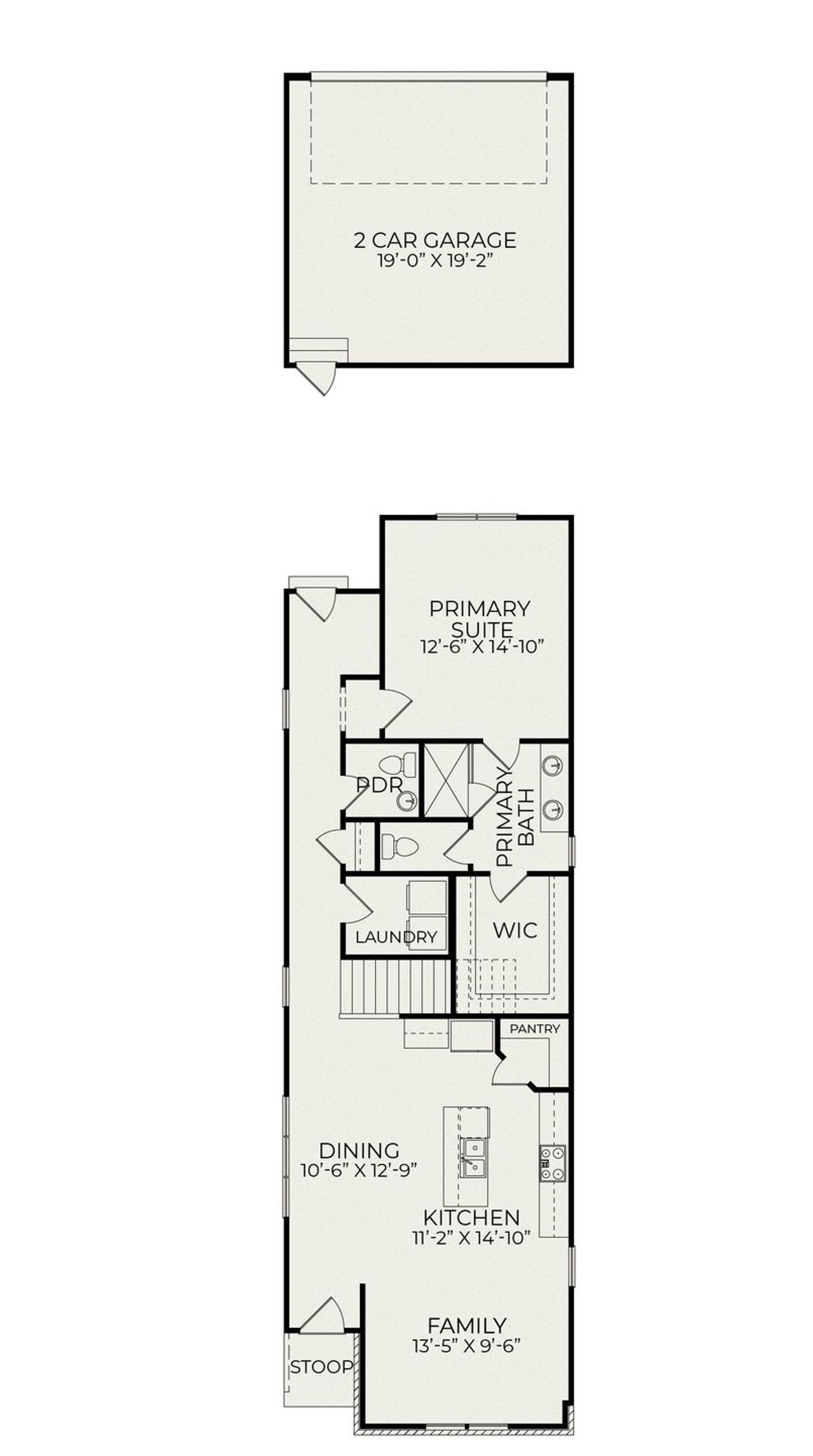 2D floor plan layout for the Alder C by Homes by Dickerson in Chatham Park, Pittsboro, NC (Image 2). 2D floor plan layout for the Alder C by Homes by Dickerson in Chatham Park, Pittsboro, NC (Image 2).