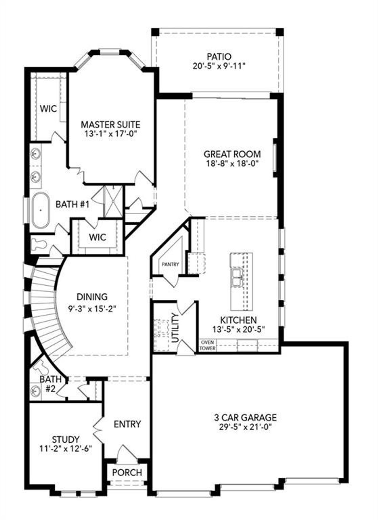 2D floor plan layout of this home in Timberbrook, Justin, TX (Image 2).