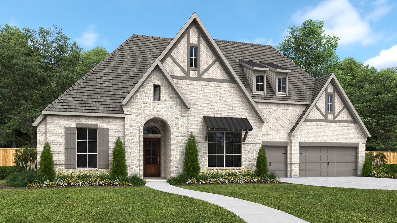 Representative exterior photo of a completed home built from the 4179W by Perry Homes in Lakes of Cane Island, Katy, TX (Image 2).
