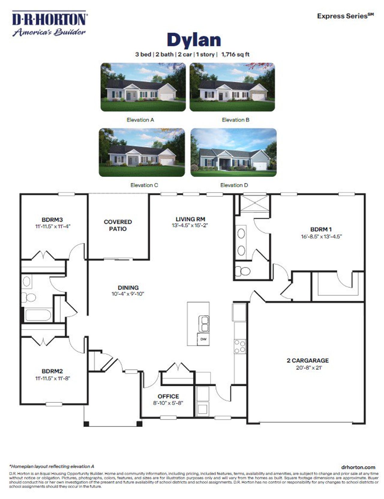 2D floor plan layout of this home in Waverly Place, Linwood, NC (Image 2).