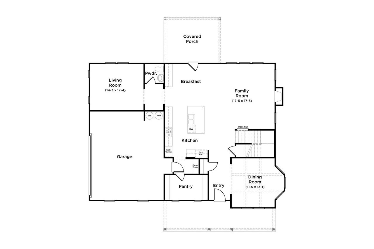 2D floor plan layout for the Eleanor by DRB Homes in Brush Arbor, McDonough, GA (Image 2).