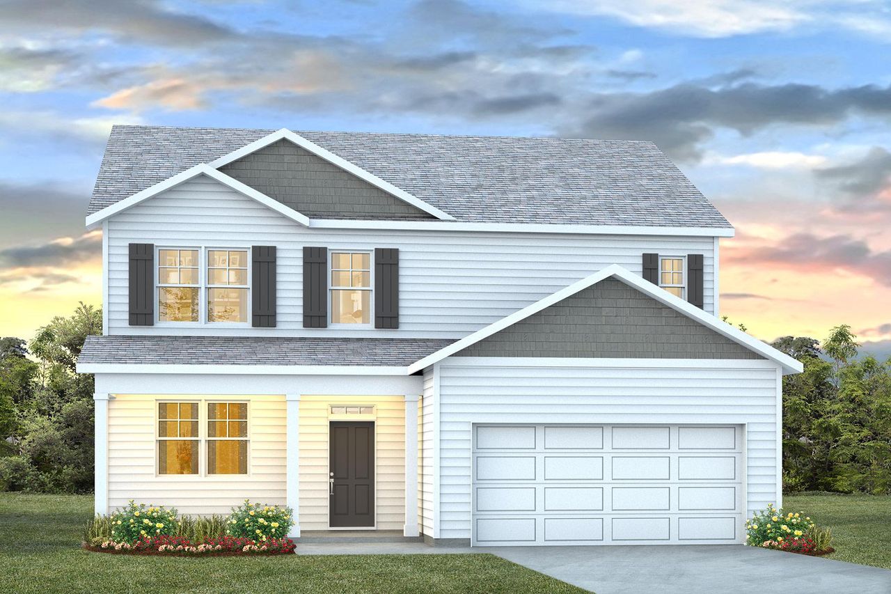Representative exterior photo of a completed home built from the ELLE by D.R. Horton in Jordanville Farms, Galivants Ferry, SC (Image 2).