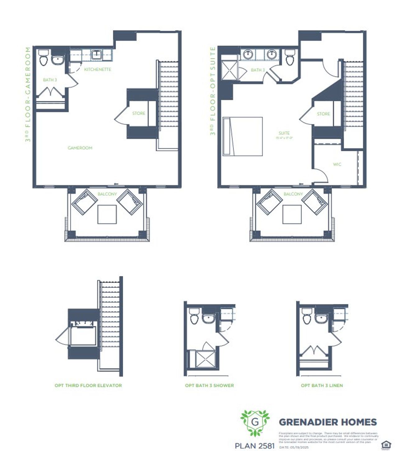 2D floor plan layout for the Muirfield 3 by Grenadier Homes in The Tribute, The Colony, TX (Image 2).
