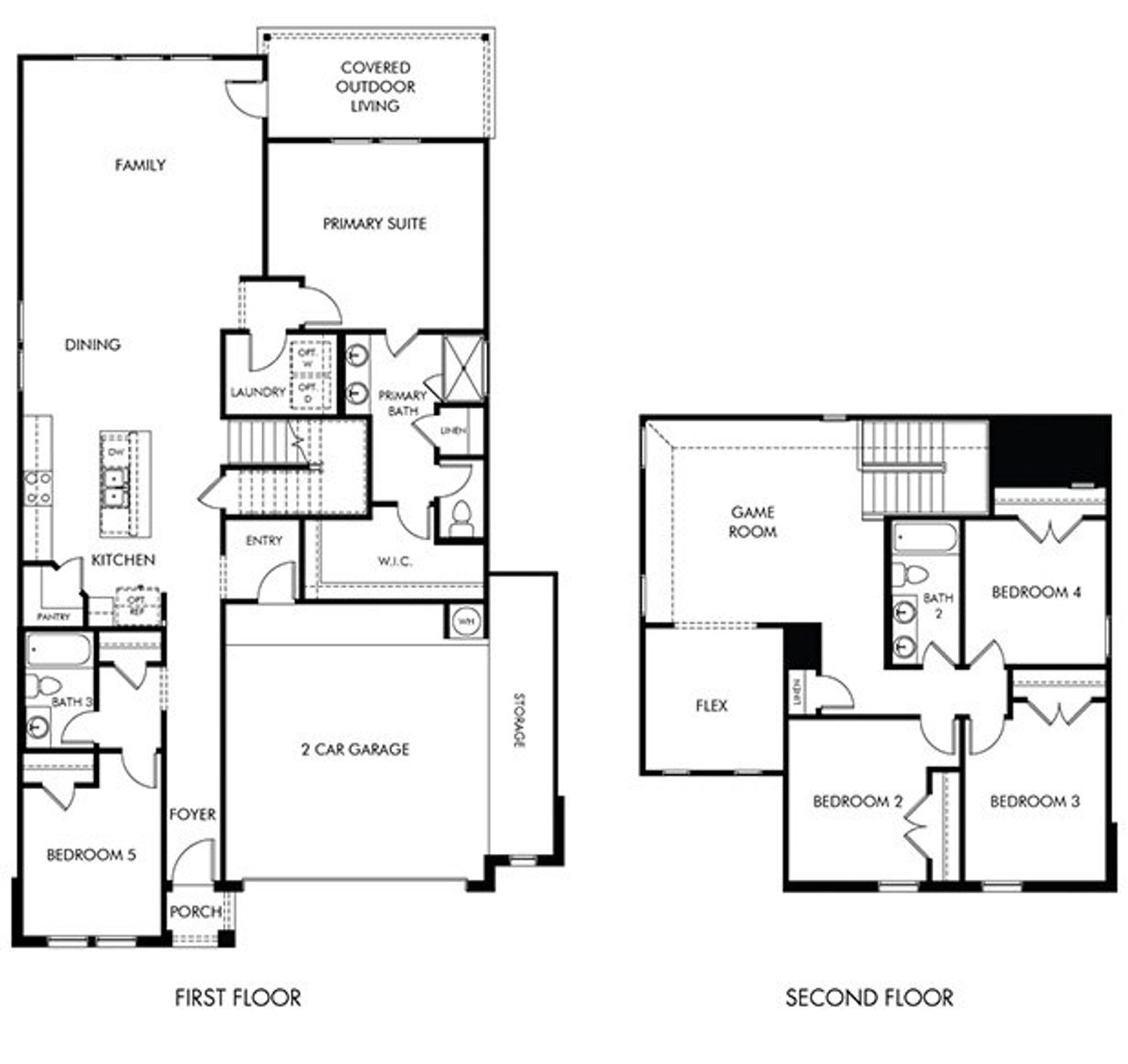 2D floor plan layout of this home in Waterstone Crossing, Kyle, TX (Image 2).