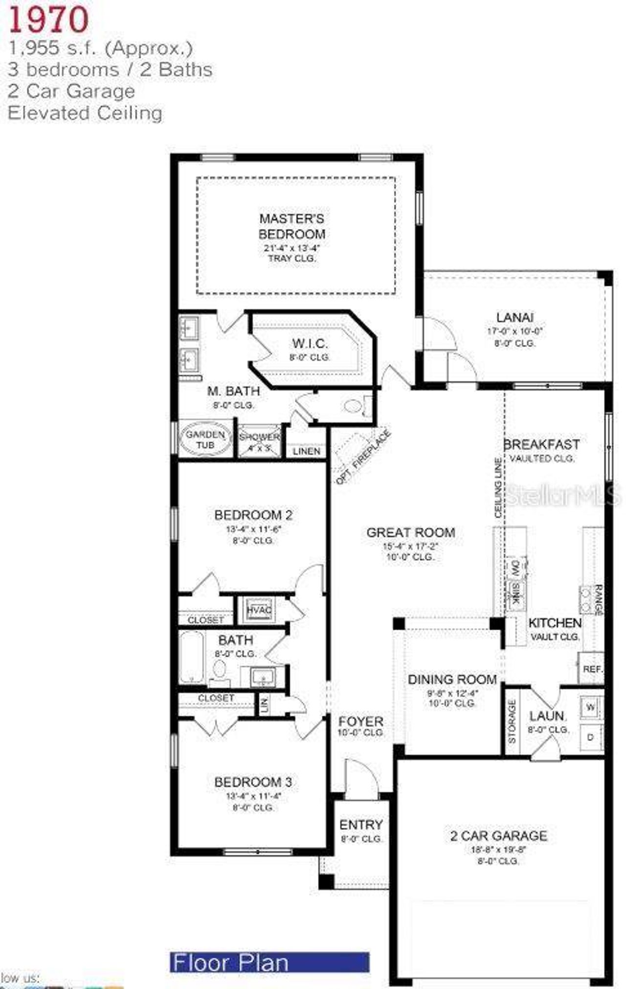 2D floor plan layout of this home in Pine Bluff, Spring Hill, FL (Image 2).