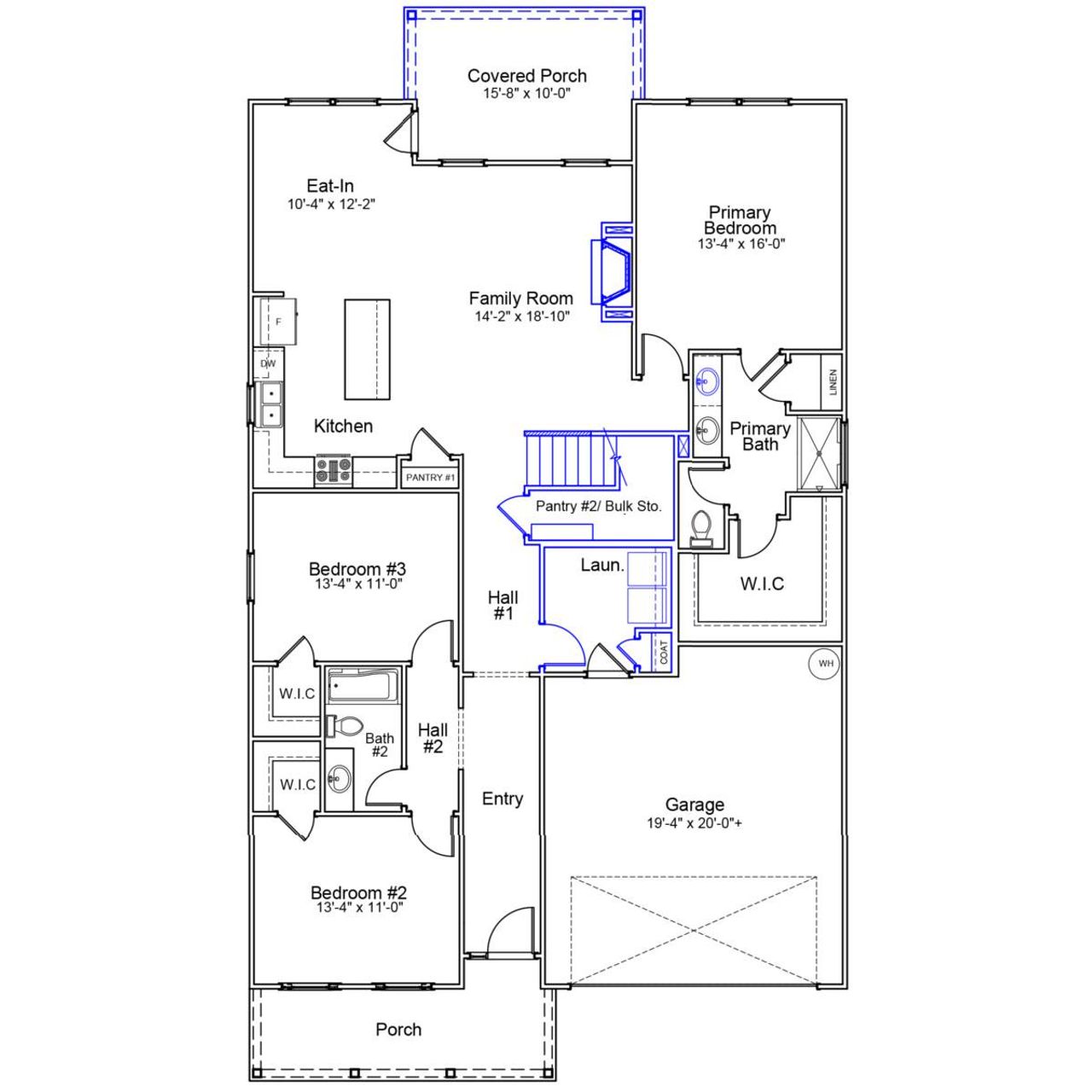 2D floor plan layout of this home in Citadel Point at Southbridge, Sneads Ferry, NC (Image 2).