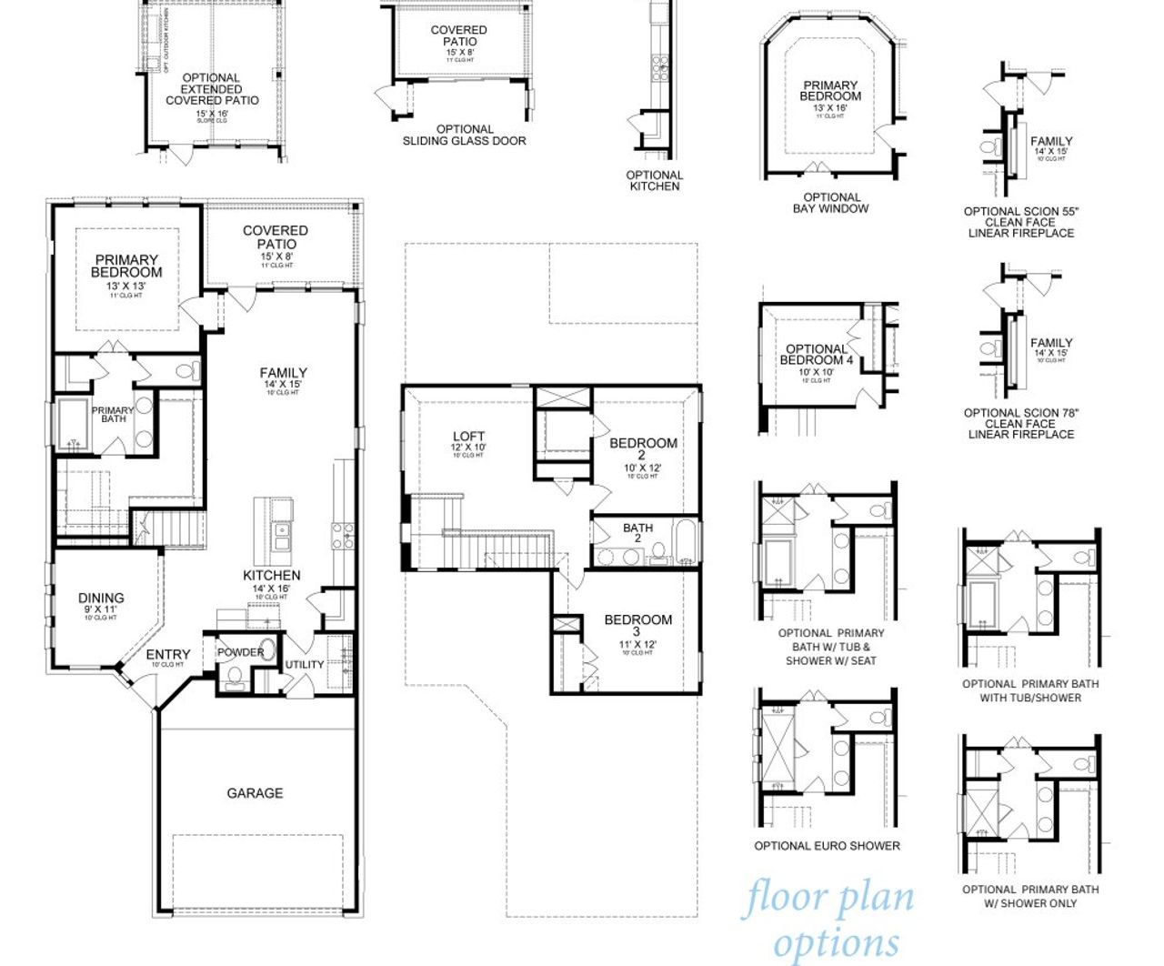 2D floor plan layout for the Granbury 1938 by J. Patrick Homes in Grange 40' Homesites, Katy, TX (Image 2).