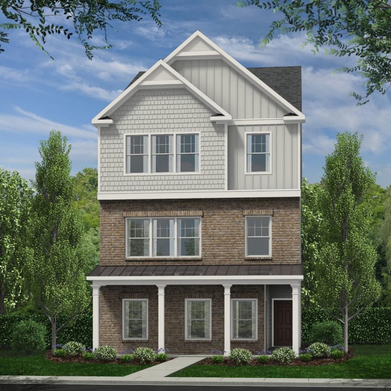 Front exterior of a new home in Ross Pointe, Kennesaw, GA, highlighting curb appeal (Image 2).