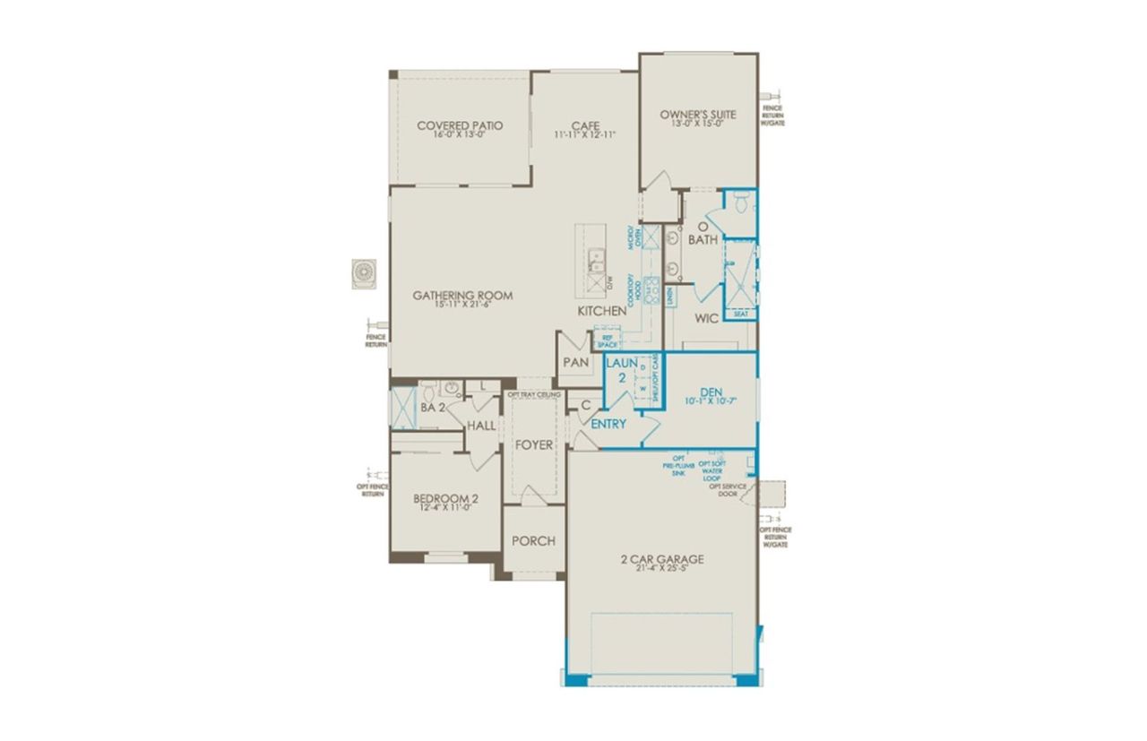 2D floor plan layout of this home in Del Webb at Rocking K, Tucson, AZ (Image 2). 2D floor plan layout of this home in Del Webb at Rocking K, Tucson, AZ (Image 2).