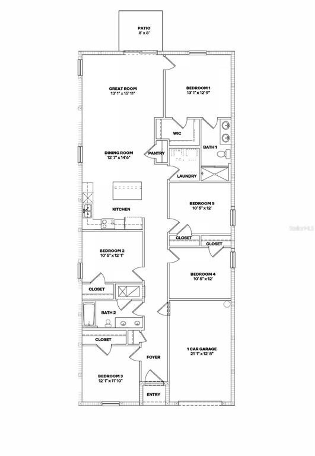 2D floor plan layout of this home in Derby Creek, Ocala, FL (Image 2).