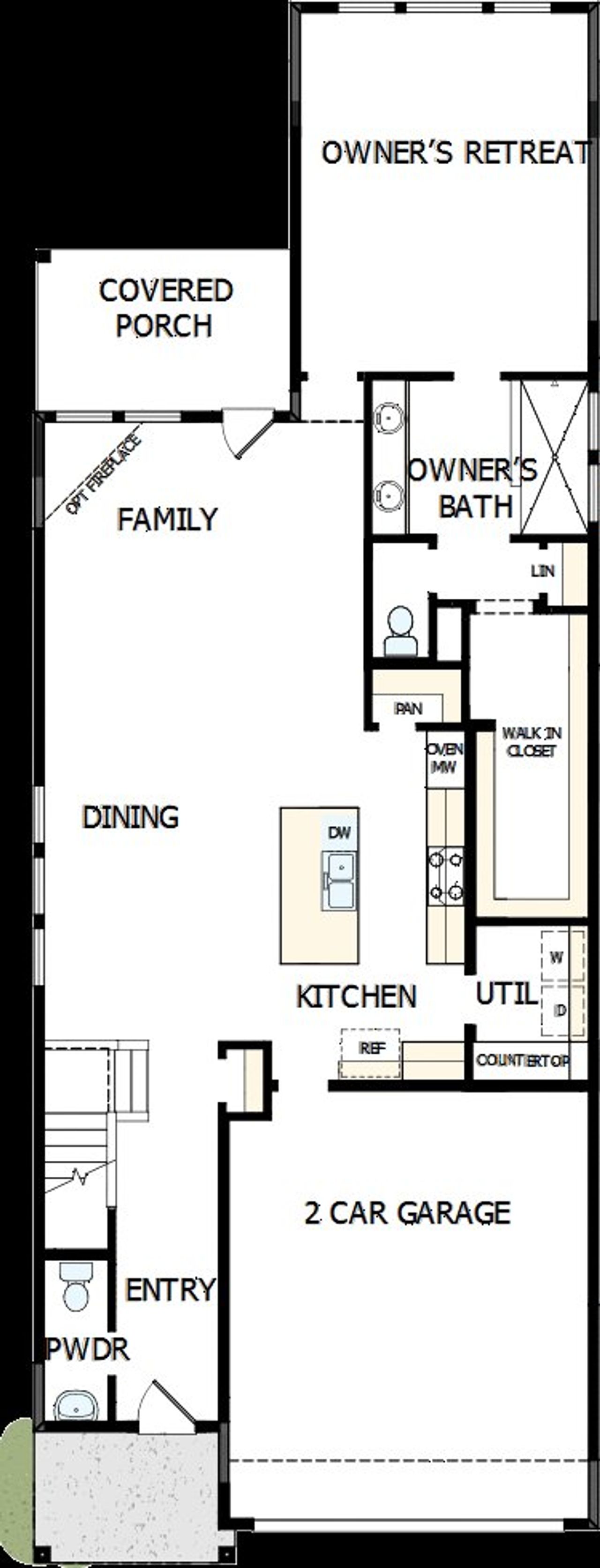 2D floor plan layout of this home in Solterra - Garden Series, Mesquite, TX (Image 2). 2D floor plan layout of this home in Solterra - Garden Series, Mesquite, TX (Image 2).