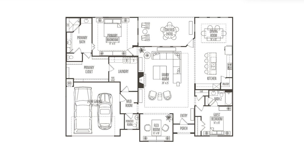 2D floor plan layout for the Toscana by Epcon Communities in Ladera Prosper, Prosper, TX (Image 2).