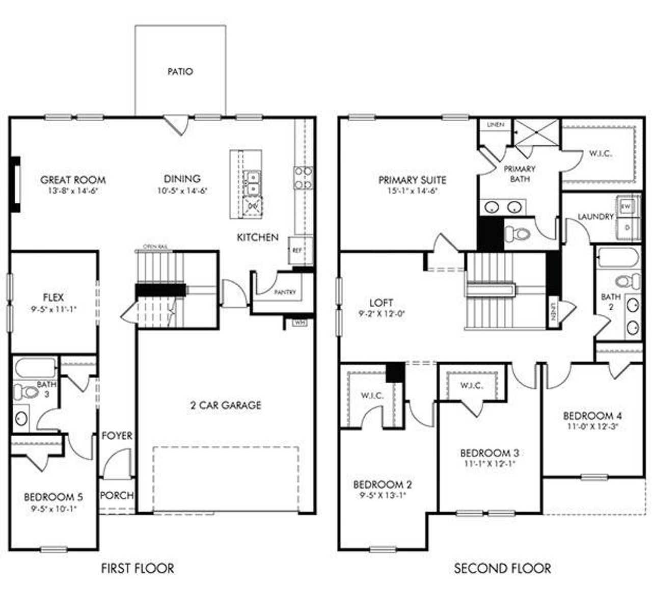 2D floor plan layout of this home in Manning Mill, Adairsville, GA (Image 2).