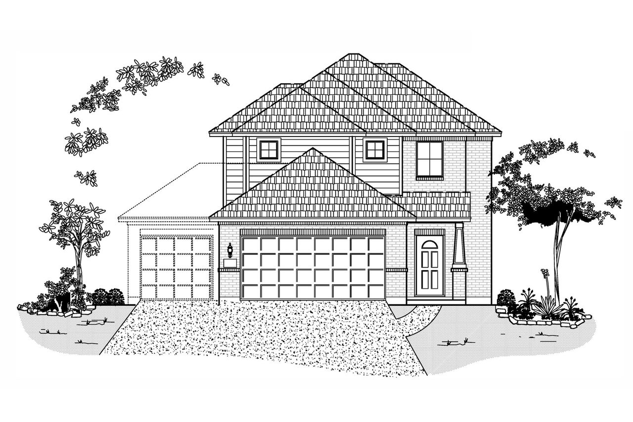 Representative exterior photo of a completed home built from the 1988 by Cyrene Homes in Cobblestone, Texas City, TX (Image 2). Representative exterior photo of a completed home built from the 1988 by Cyrene Homes in Cobblestone, Texas City, TX (Image 2).