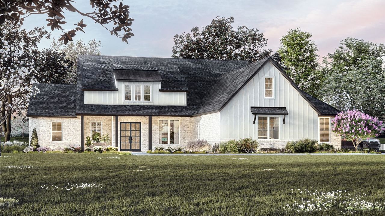 Representative exterior photo of a completed home built from the Custer by Olivia Clarke Homes in The Arbors at Lakewood Village, Providence Village, TX (Image 2). Representative exterior photo of a completed home built from the Custer by Olivia Clarke Homes in The Arbors at Lakewood Village, Providence Village, TX (Image 2).