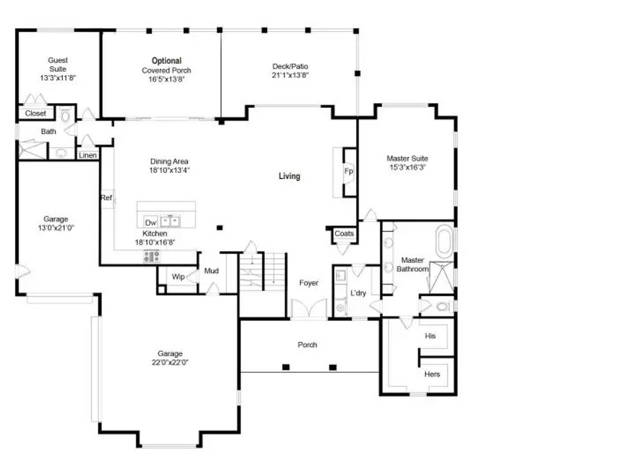 2D floor plan layout for the Viola by Vision Home Crafters in Old Town Estates, Dacula, GA (Image 2).
