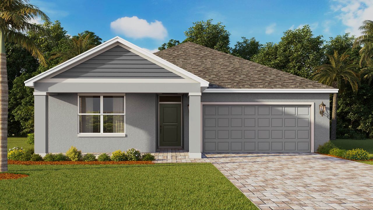 Representative exterior photo of a completed home built from the Lakeside by D.R. Horton in Venetian Grove, Vero Beach, FL (Image 2).