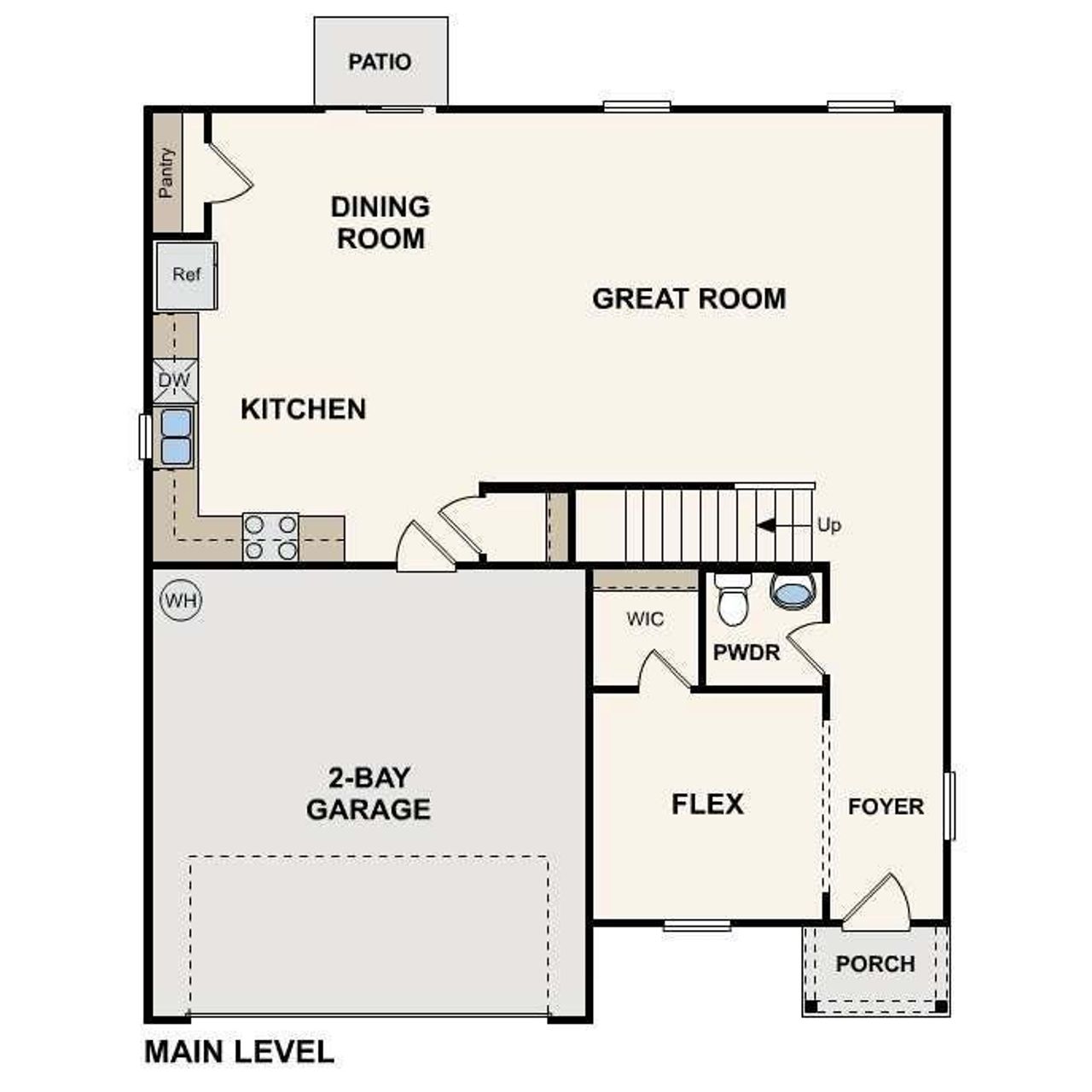2D floor plan layout of this home in David's Place, Warner Robins, GA (Image 2).