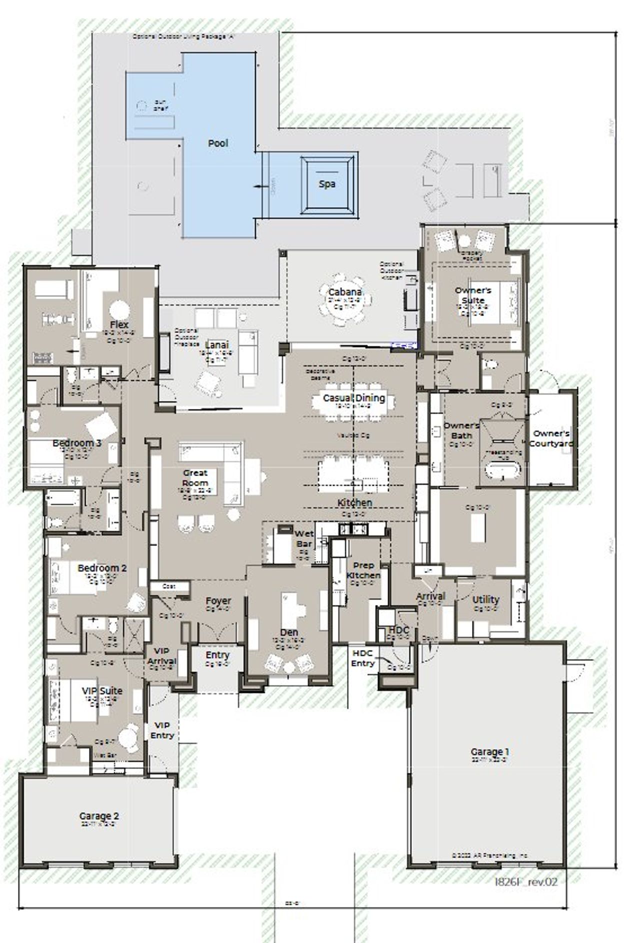 2D floor plan layout for the Vizcaya by AR HOMES in Kingston, Newberry, FL (Image 2).