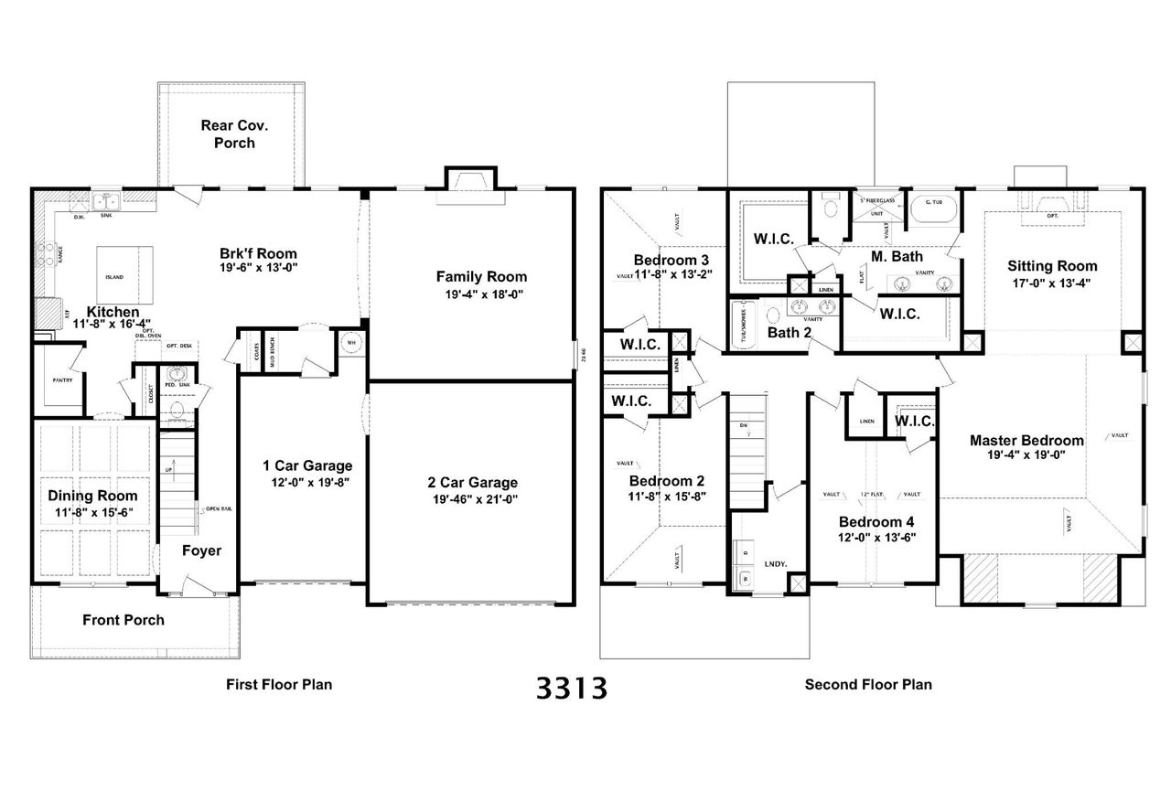 2D floor plan layout for the Cabo by Designer Homes of Georgia in Austin Heights, North Augusta, SC (Image 2).