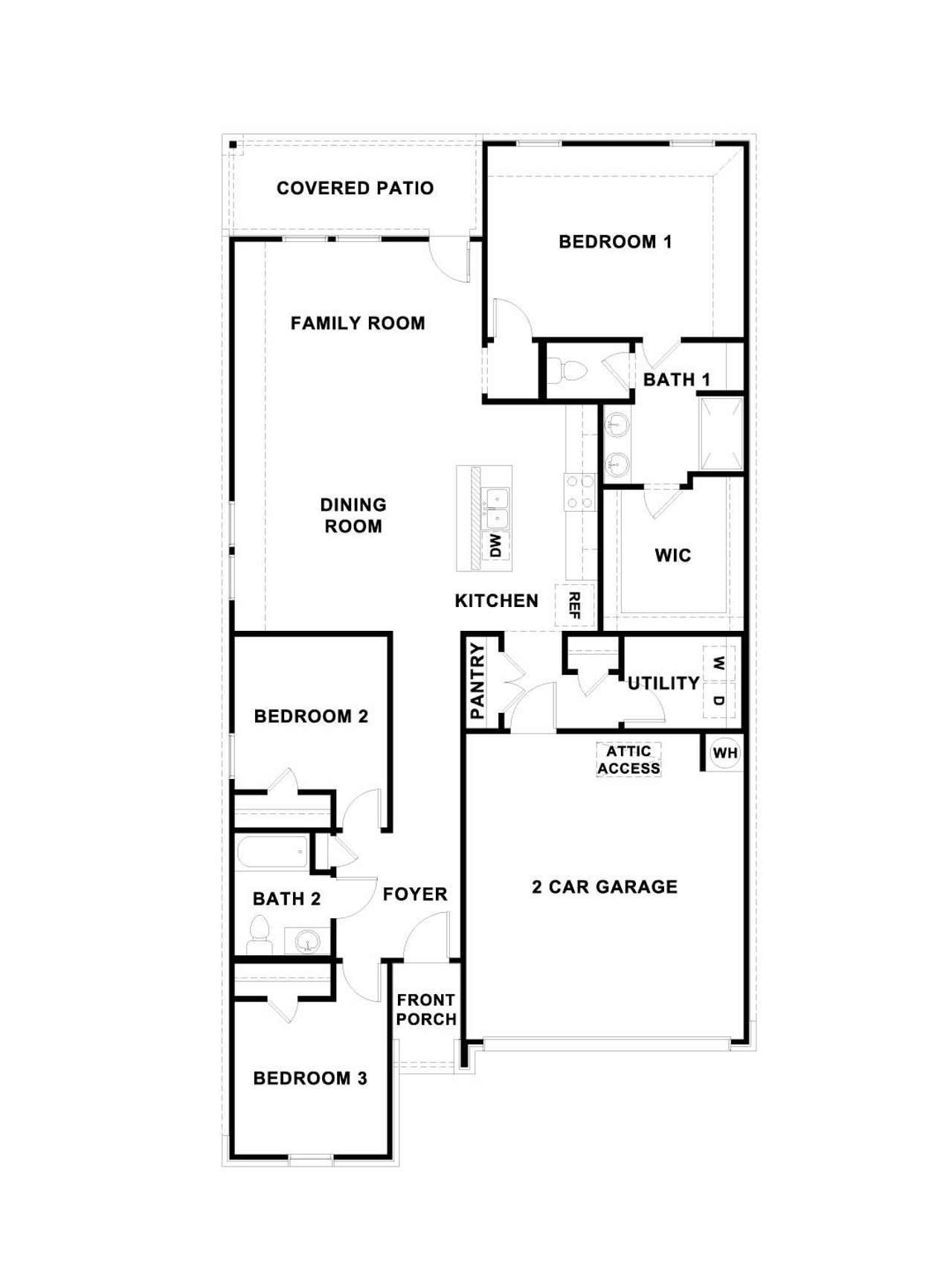 2D floor plan layout of this home in Briarwood, Elgin, TX (Image 2).