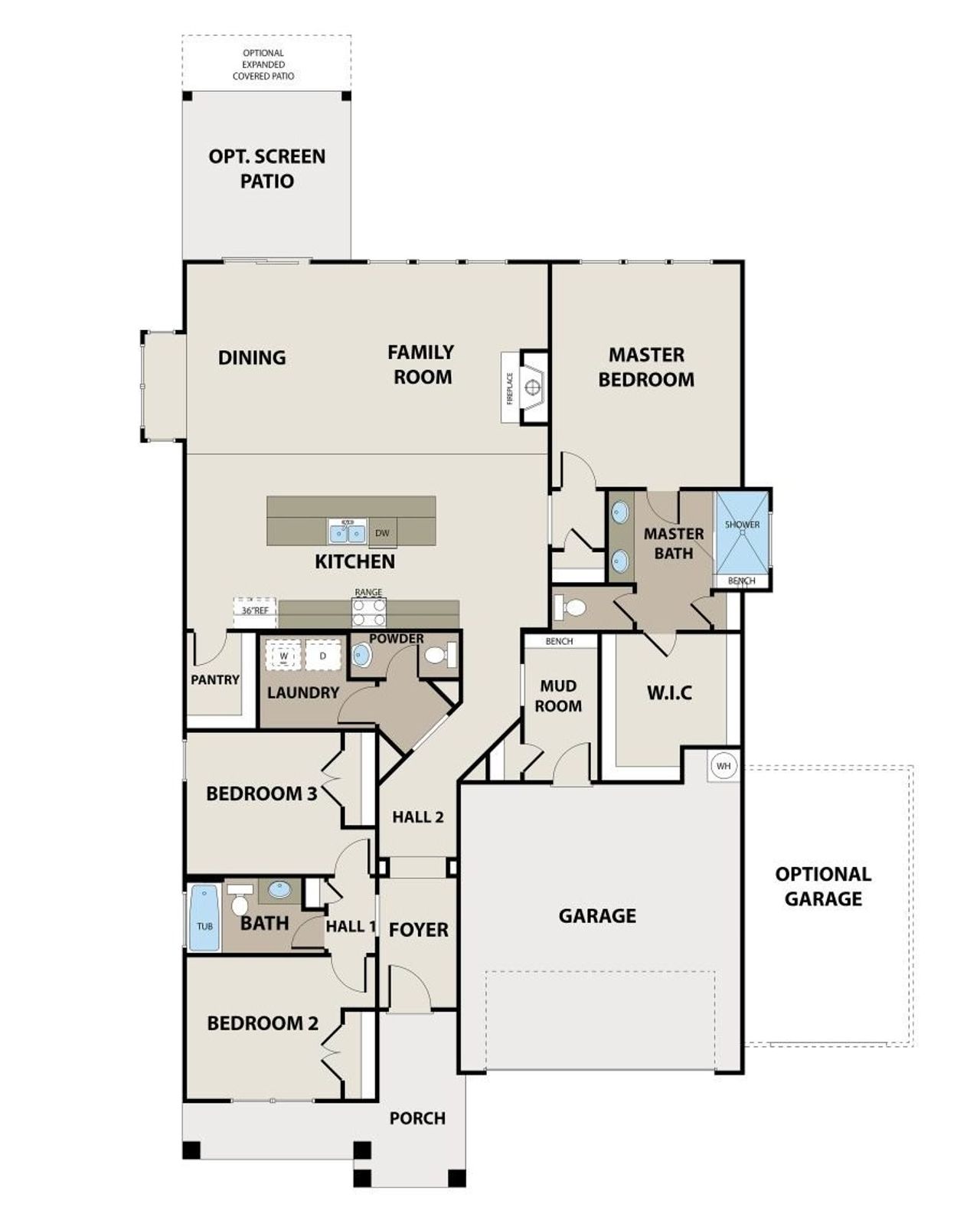 2D floor plan layout for the Franklin by Peachtree Building Group in Chimney Oaks Cottages, Homer, GA (Image 2).