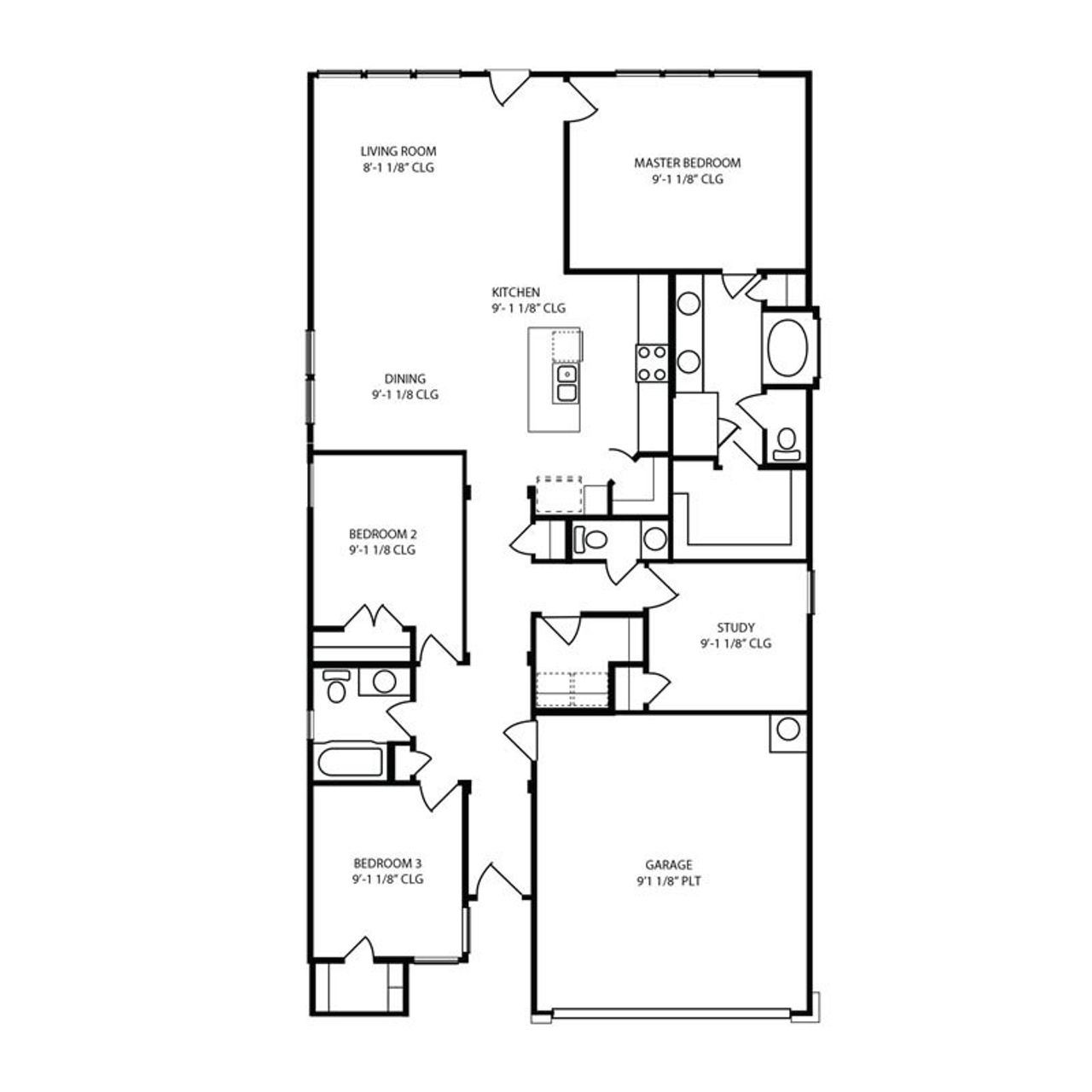2D floor plan layout for the Kailee by Century Communities in Fulshear Lakes, Fulshear, TX (Image 2).