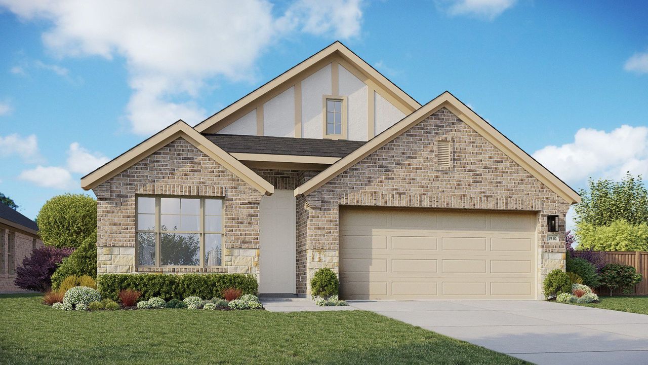 Representative exterior photo of a completed home built from the Maldives by DRB Homes in Stream Waters, Seguin, TX (Image 2). Representative exterior photo of a completed home built from the Maldives by DRB Homes in Stream Waters, Seguin, TX (Image 2).