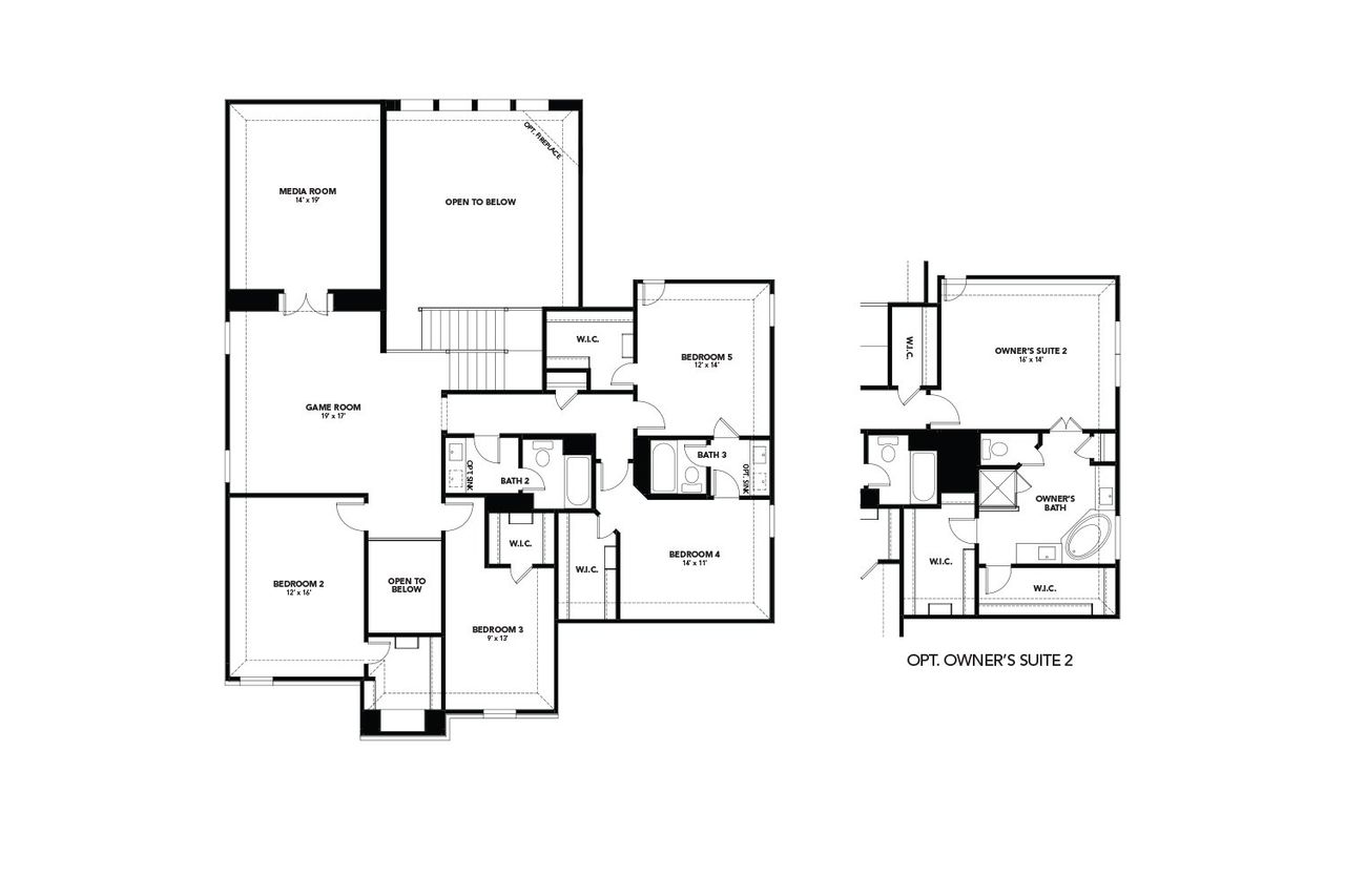2D floor plan layout for the Cornell by Brightland Homes in Anna Ranch, Anna, TX (Image 2).