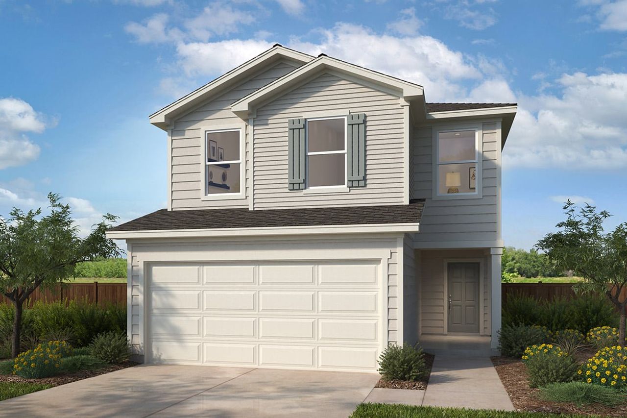 Representative exterior photo of a completed home built from the 2086 by KB Home in Nagel Crossing, San Antonio, TX (Image 2). Representative exterior photo of a completed home built from the 2086 by KB Home in Nagel Crossing, San Antonio, TX (Image 2).