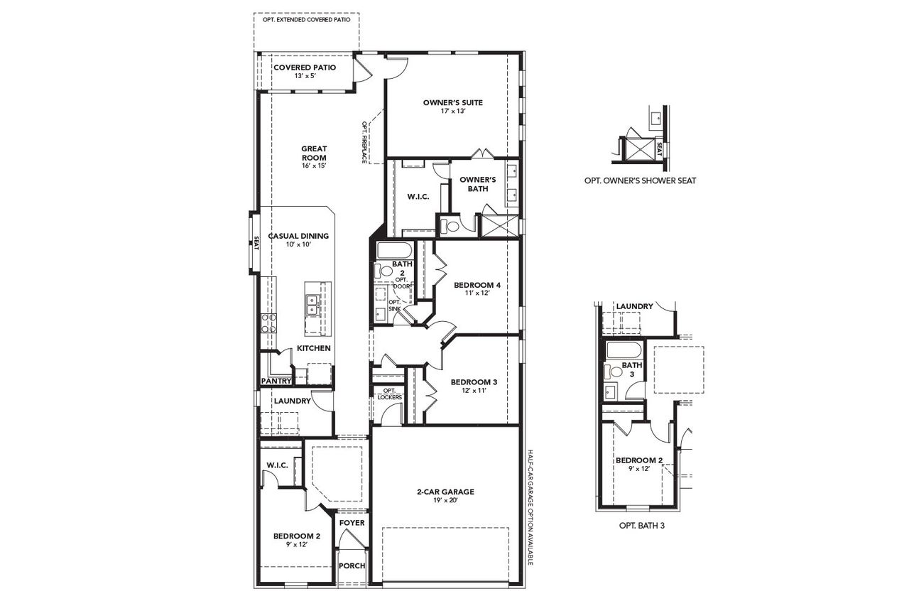 2D floor plan layout for the Maldives by DRB Homes in Ellis Cove, Seabrook, TX (Image 2).