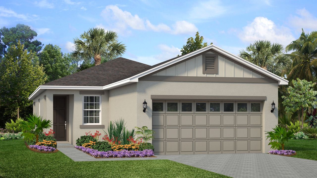Representative exterior photo of a completed home built from the Delight by Park Square Residential in Highfield at Twisted Oaks, Wildwood, FL (Image 2).