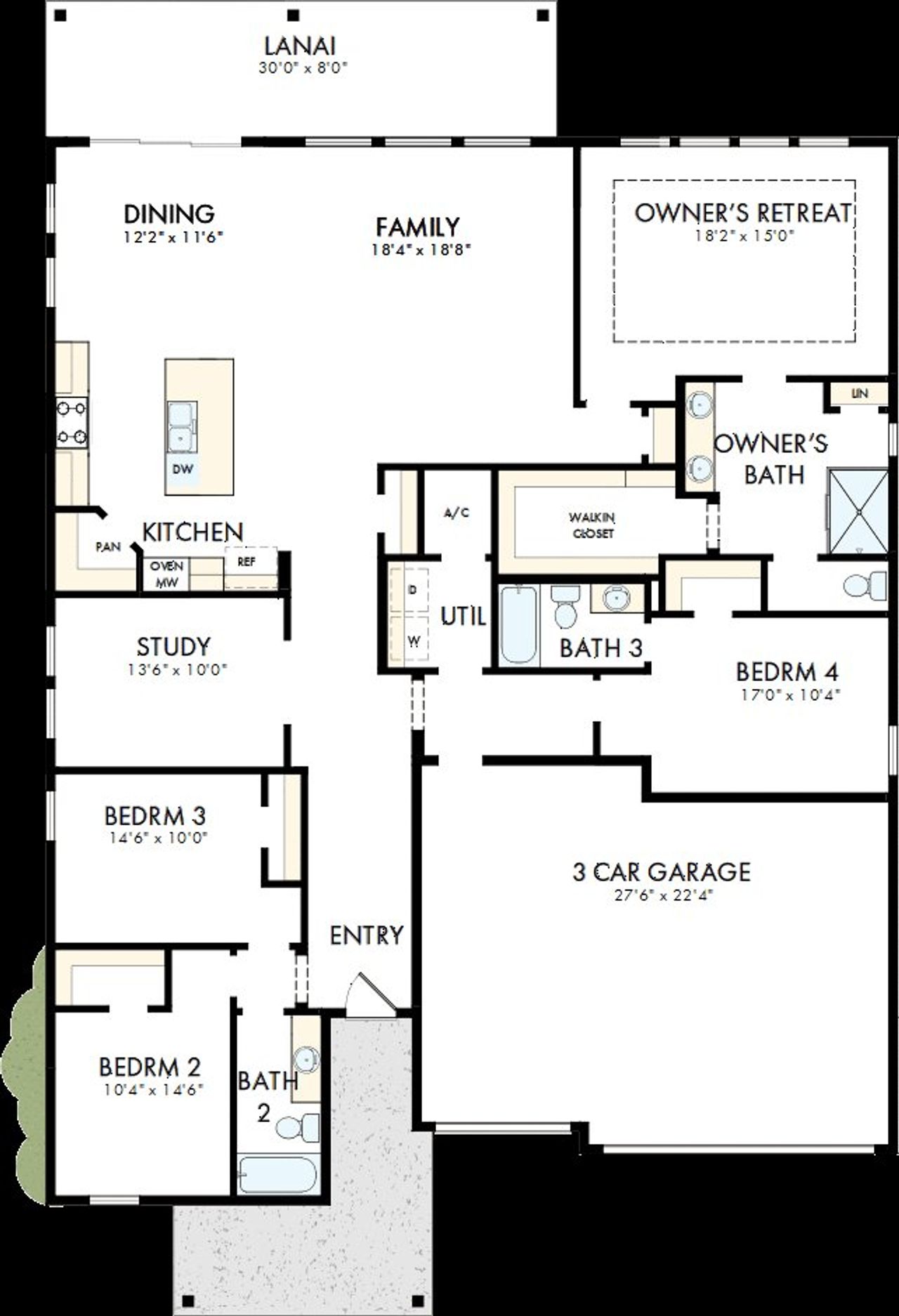 2D floor plan layout of this home in The Preserve at Laurelton – Haven Collection, Green Cove Springs, FL (Image 2). 2D floor plan layout of this home in The Preserve at Laurelton – Haven Collection, Green Cove Springs, FL (Image 2).