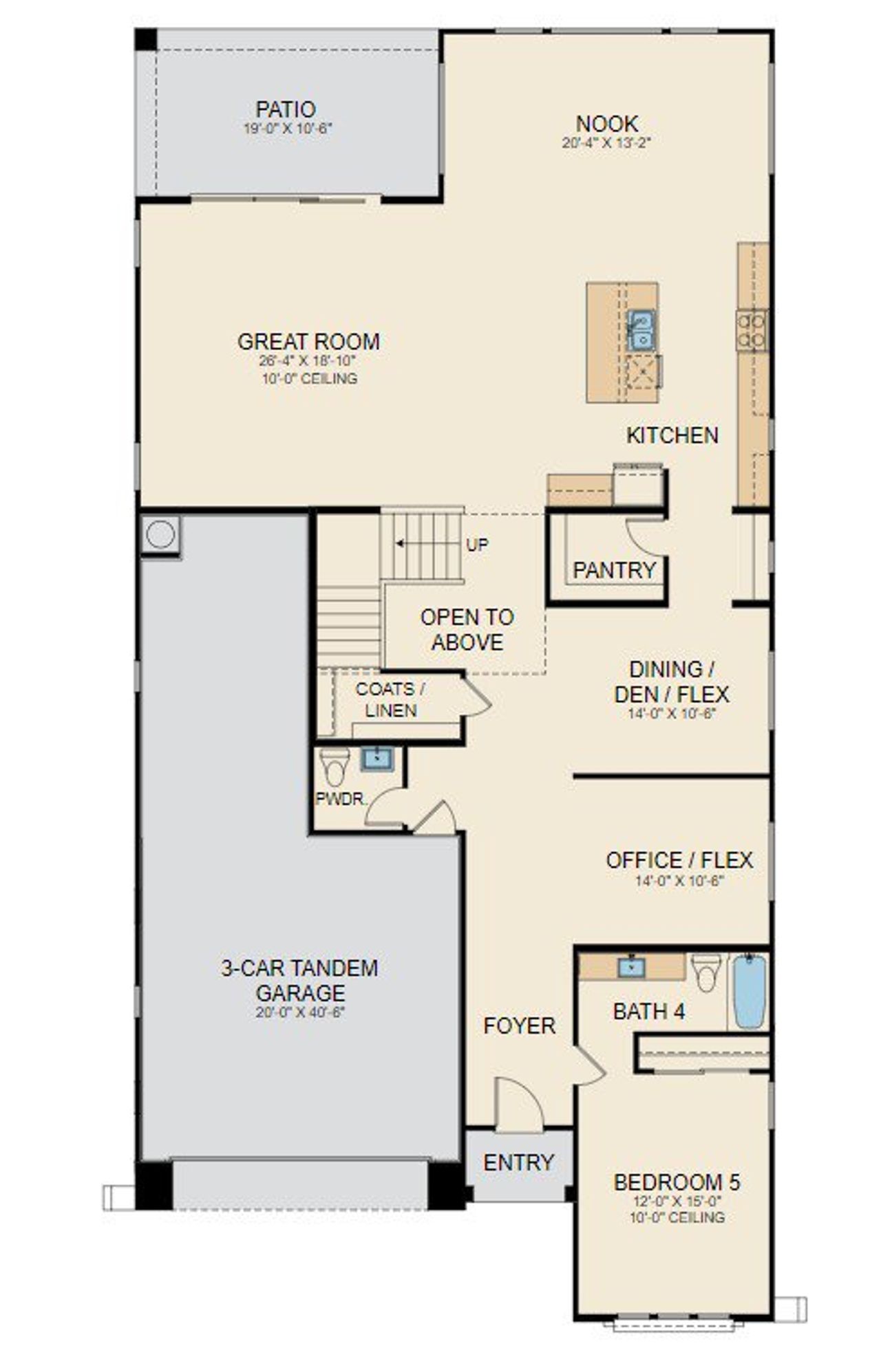 2D floor plan layout for the Elevate by Capital West Homes in Highlands at Verrado, Buckeye, AZ (Image 2).