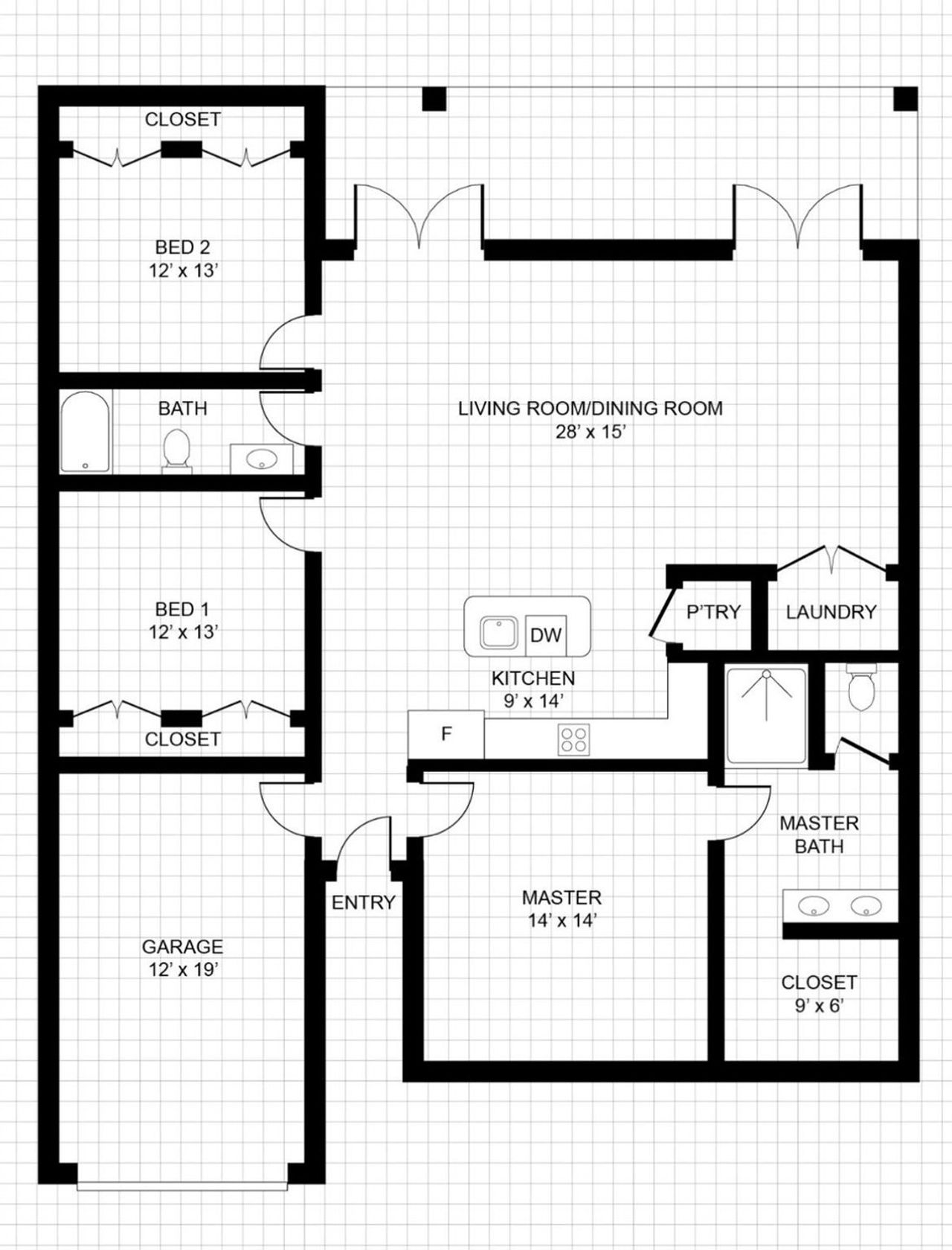 Floor plan is 1,850 sq ft of living space plus a finished out 1 car garage