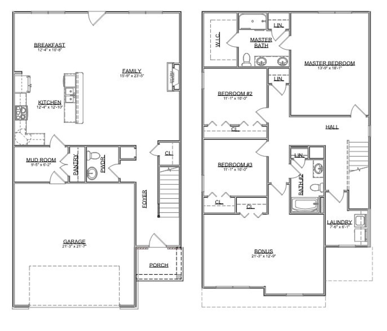 2D floor plan layout for the The Stratford by Smithbilt Homes in The Preserve, Oak Ridge, TN (Image 2).