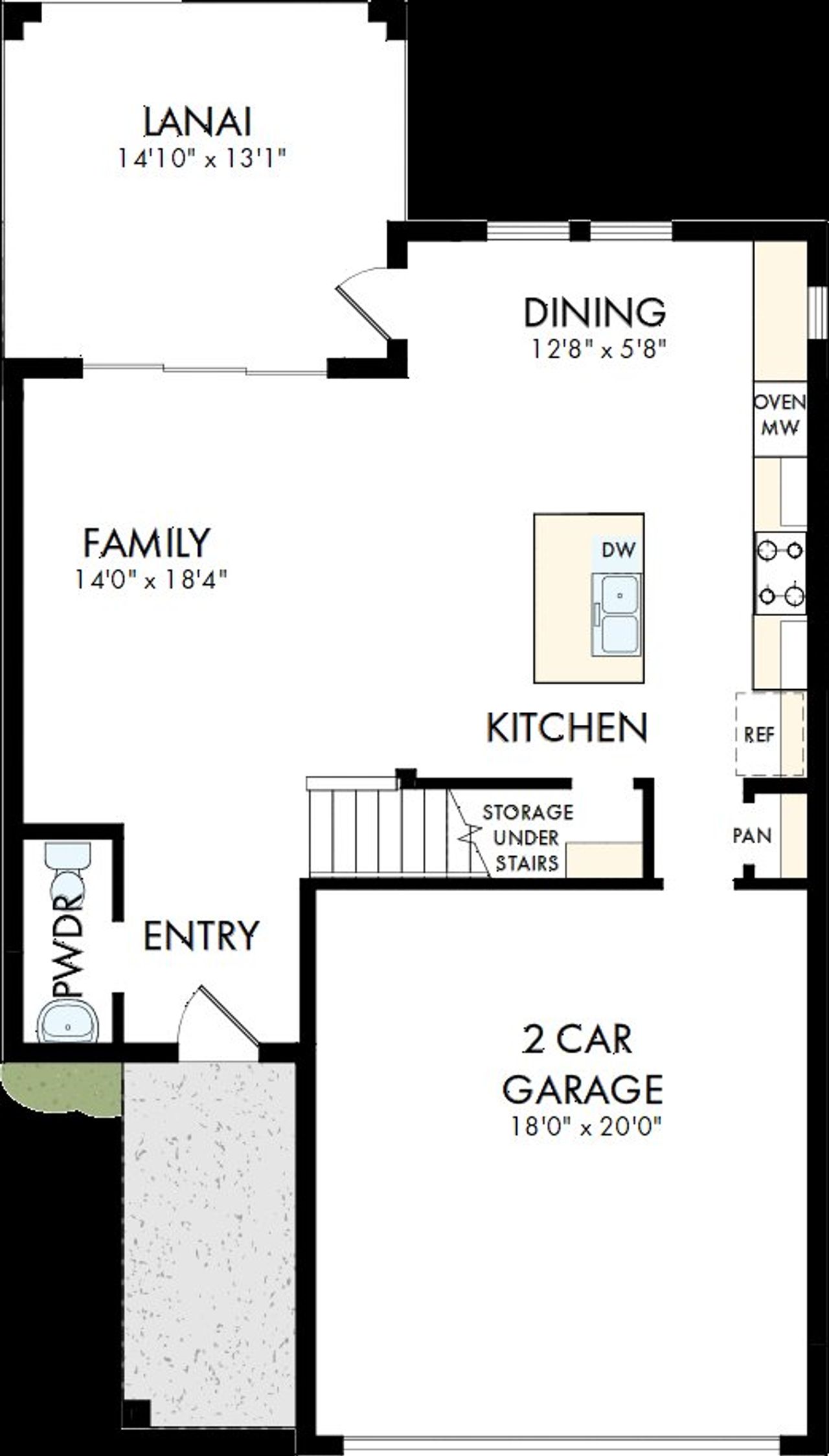 2D floor plan layout of this home in Oakfield at Mount Dora Cottage Series, Mount Dora, FL (Image 2).