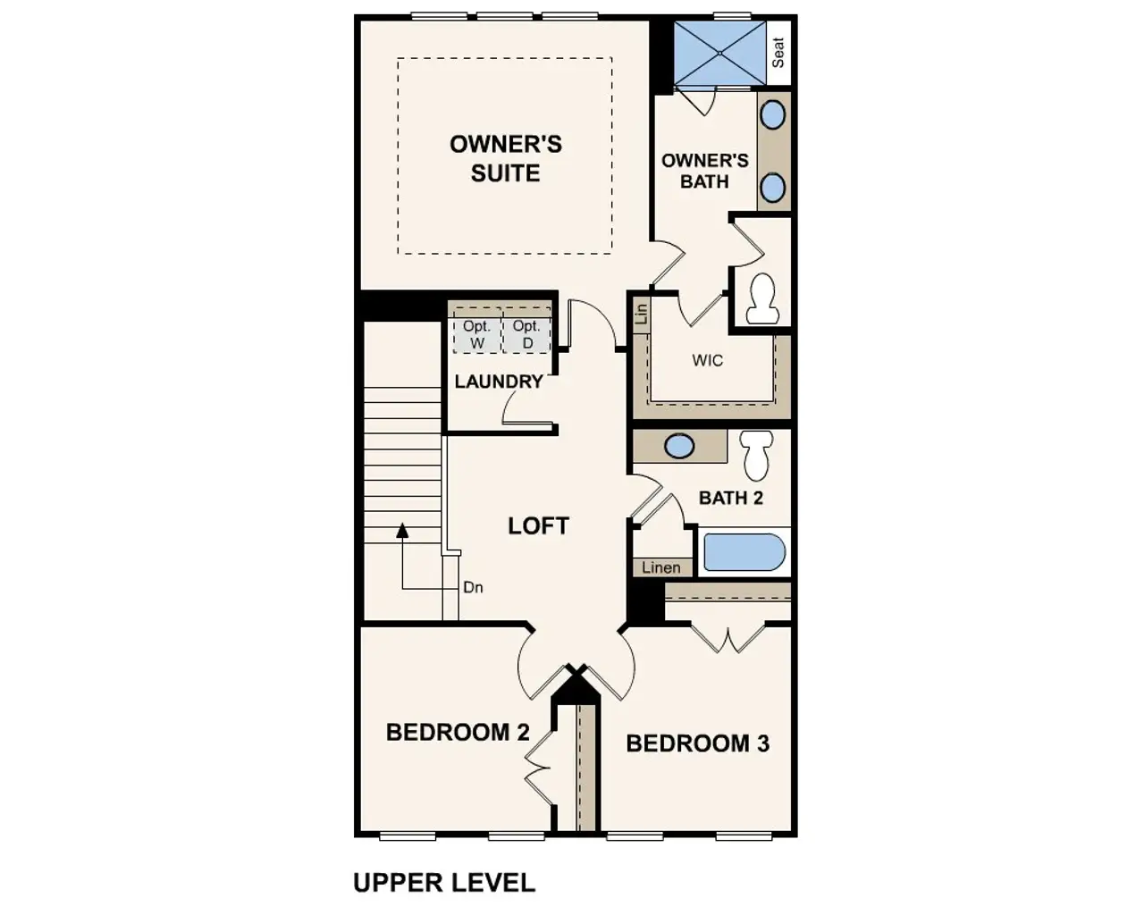 2D floor plan layout of this home in Front Load Townhomes at Waterstone, Sherrills Ford, NC (Image 2).