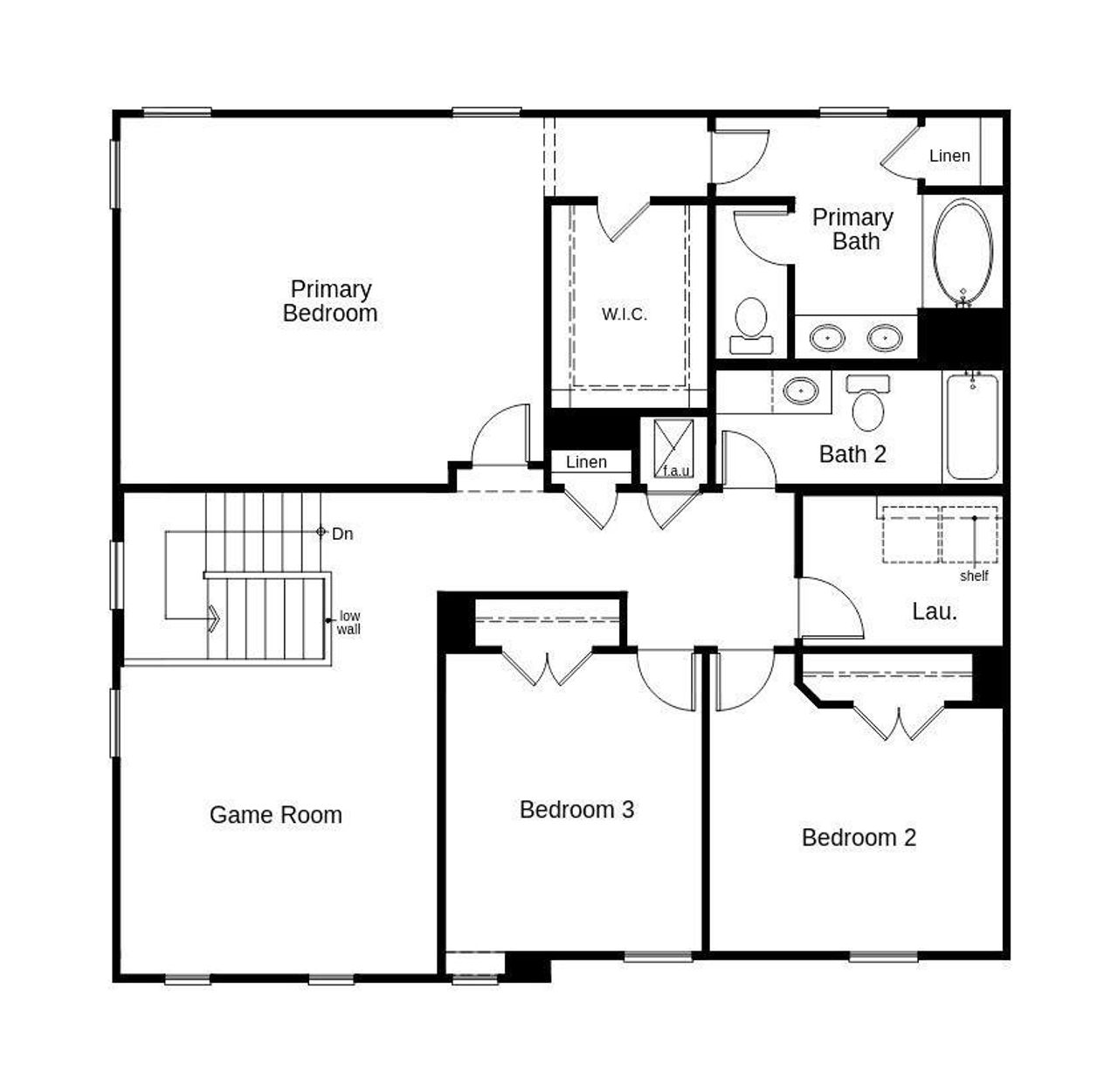 This floor plan features 3 bedrooms, 2 full baths, 1 half bath, and over 2,400 square feet of living space.