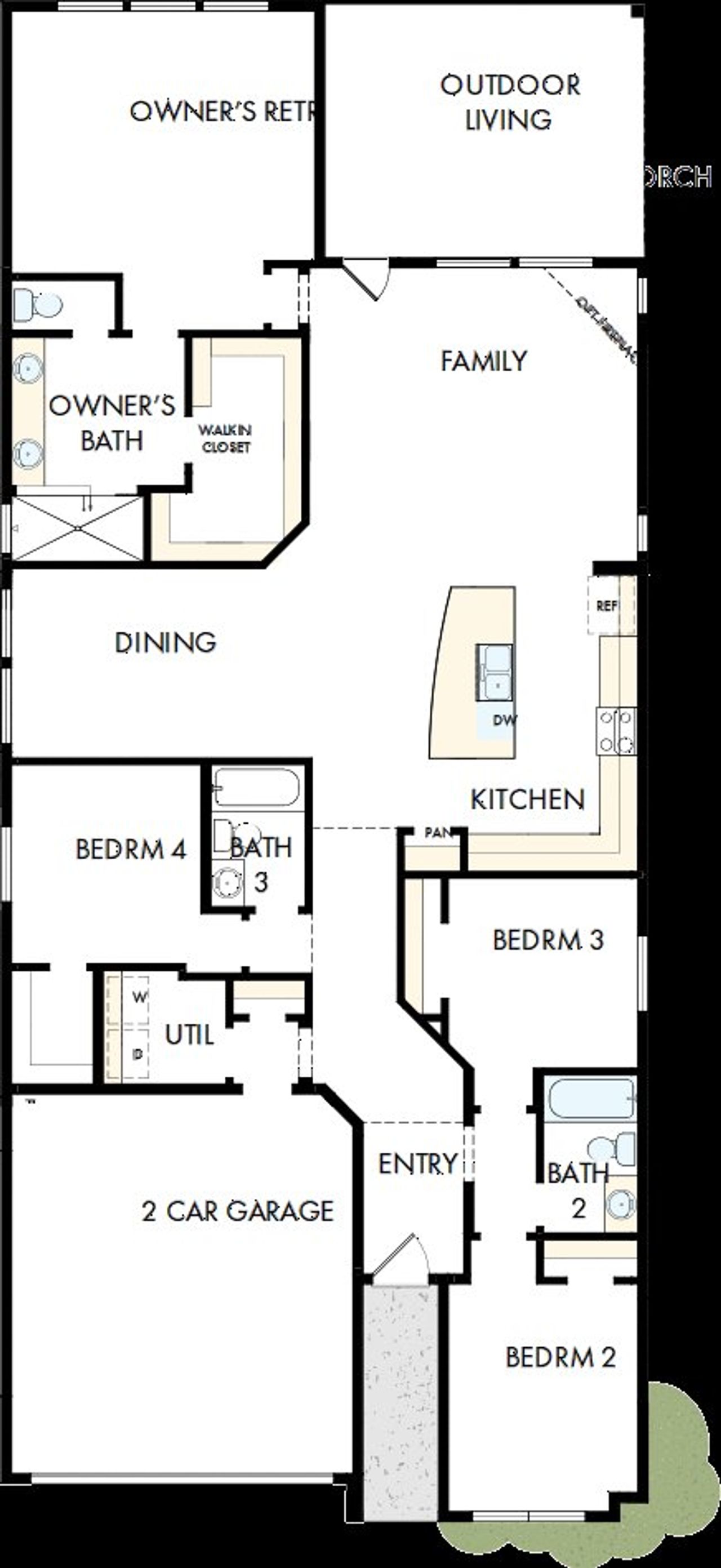 2D floor plan layout of this home in Harvest Green 45', Richmond, TX (Image 2).