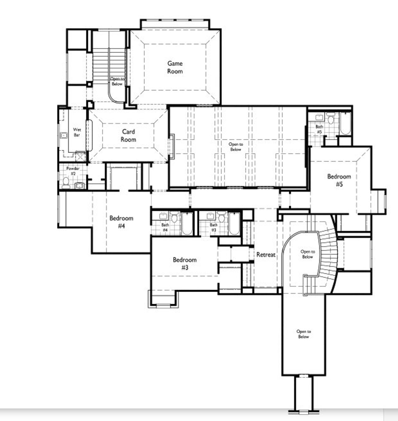 2D floor plan layout for the 6101 by Huntington Homes in Mustang Lakes - 100ft Lots, Celina, TX (Image 2). 2D floor plan layout for the 6101 by Huntington Homes in Mustang Lakes - 100ft Lots, Celina, TX (Image 2).