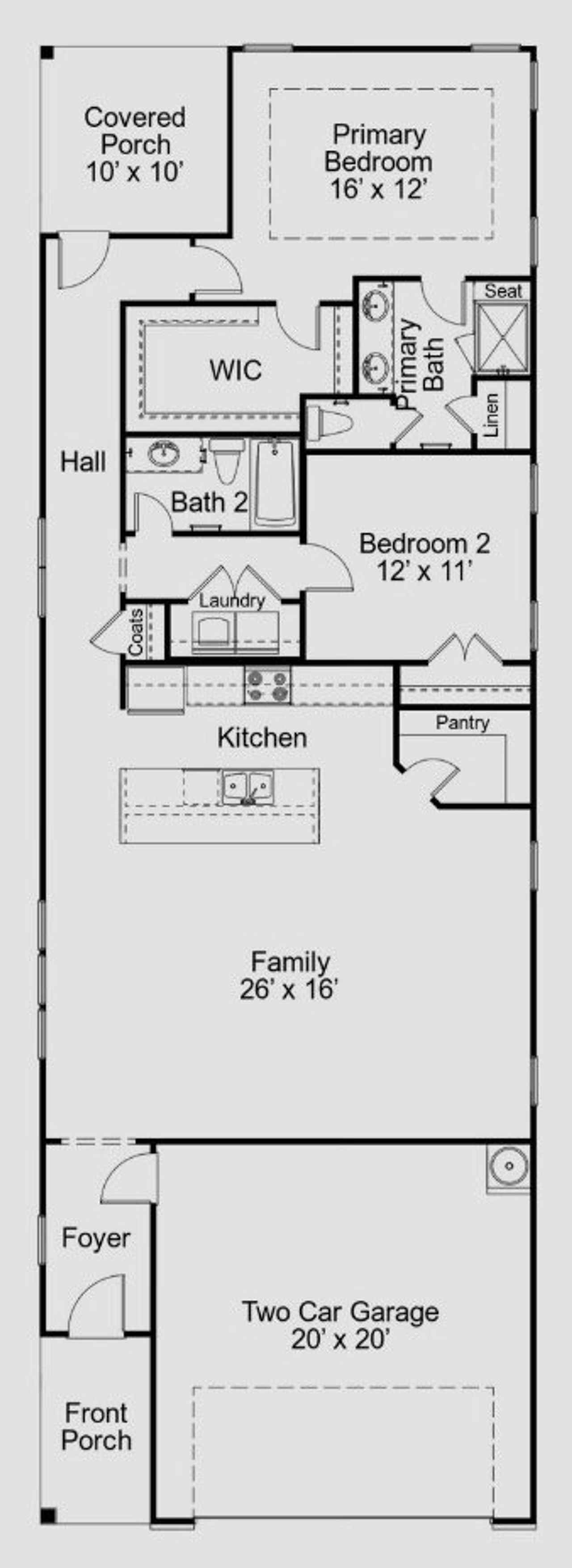 2D floor plan layout for the Aspen by McKee Homes in The Walk at East Village, Clayton, NC (Image 2). 2D floor plan layout for the Aspen by McKee Homes in The Walk at East Village, Clayton, NC (Image 2).