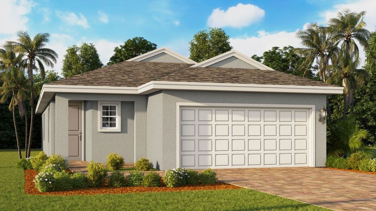 Representative exterior photo of a completed home built from the Jasmine by D.R. Horton in Coral Bay - Express & Tradition, North Fort Myers, FL (Image 2).