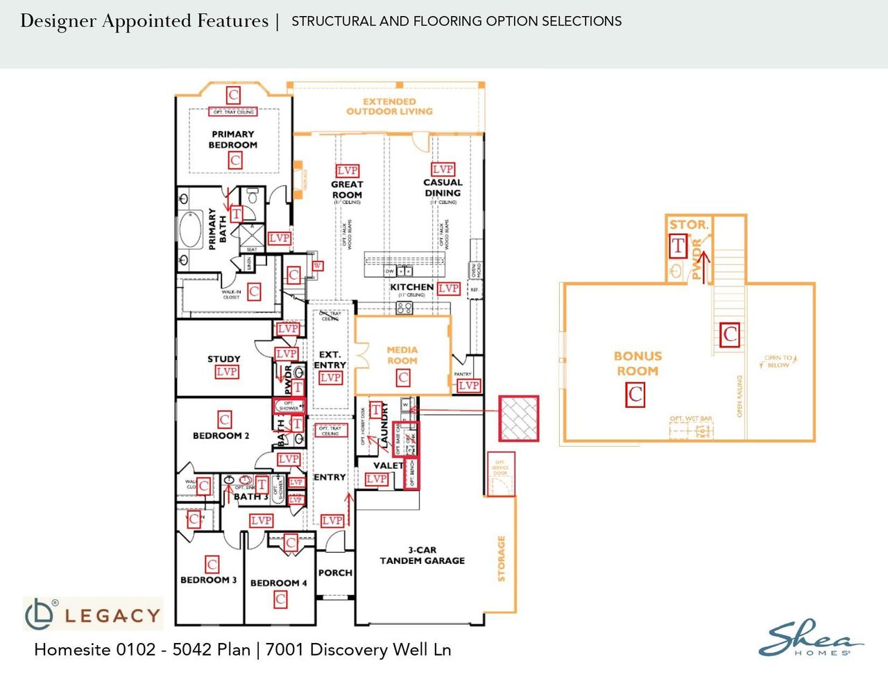 2D floor plan layout of this home in Legacy, League City, TX (Image 2).