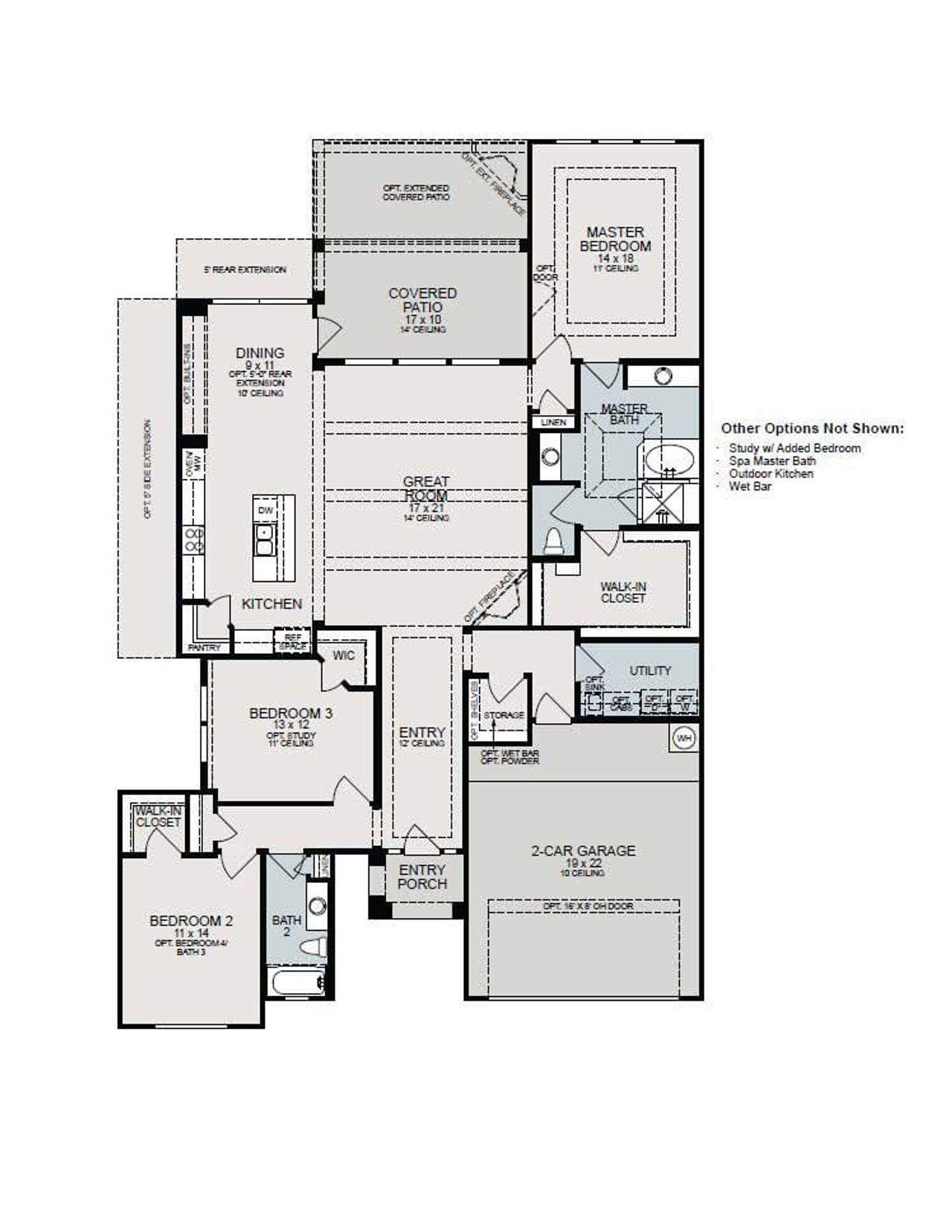 2D floor plan layout for the Emilia by Sitterle Homes in Fulshear Lakes Gardens, Fulshear, TX (Image 2).
