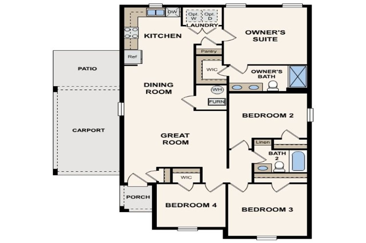 2D floor plan layout for the Redford II by Century Complete in Rainbow Lakes Estates, Dunnellon, FL (Image 2).