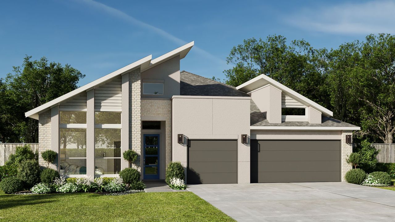 Representative exterior photo of a completed home built from the 2953E by Perry Homes in Austin Point 60', Richmond, TX (Image 2).